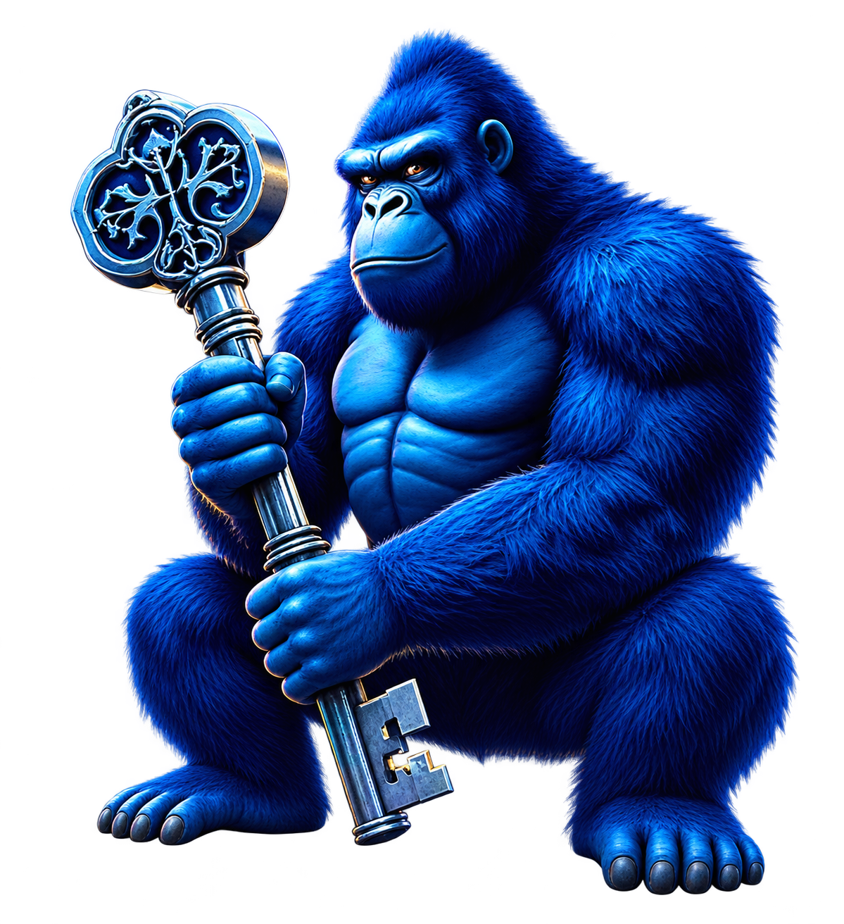 3UP Gaming mascot holding an ornate key, representing turnkey poker software