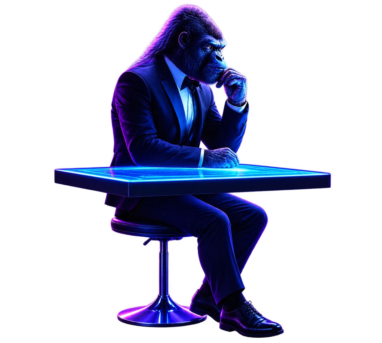 3UP Gaming poker mascot at a glowing digital poker table, representing seamless cross-device play